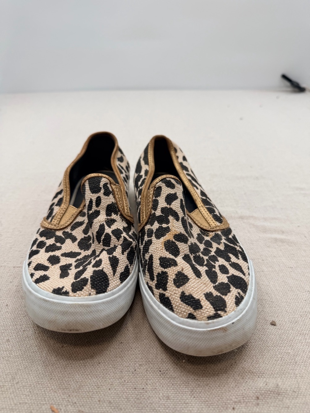 Sperry Leopard Print Slip-On Flats with Metallic Trim - Women's Brown - Picture 3 of 11